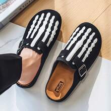 Sandalias casuales de caña baja para hombre, zapatos de playa cerrados de punta tipo slip-on, pantuflas planas negras tipo slide, zapatos de playa estilo coreano retro versátil, para uso en exteriores e interiores, sandalias de suela blanda, sandalias de punta abierta, pantuflas de suela gruesa duraderas y cómodas, tallas grandes - Multicolor - Ver 9