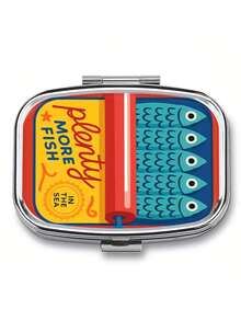 1pc Vintage Herring Theme Metal Pill Box Storage - 2 Compartment Ocean Theme Medication Storage Box With Herring Design, Portable And Durable, Suitable For Home, Travel, Wallet - Unique Gift For Herring Lovers, Wallet Pill Box, Travel Medication Storage - Multicolor - View 6