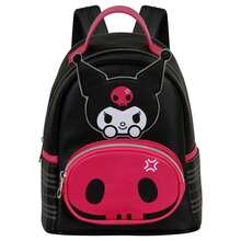Hello Kitty Safta 和朋友們骷髏頭書包，25x22x15 厘米，兒童款，主隔層帶拉鍊，加厚肩帶，黑色和紫紅色 - 選項 10 - 查看 3