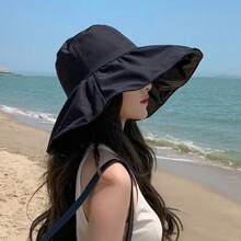 1件女款寬邊遮陽帽，可折疊釣魚帽，適用於騎行、徒步、海灘等場景，防紫外線可折疊釣魚帽 - 彩色 - 查看 5