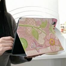 1pc Vintage Fabric Patchwork Button Flower Butterfly Print Tablet Protective Case, With Pen Slot, Multi-Angle Magnetic Stand Cover, Supports Auto Sleep/Wake, Compatible With IPad PRO/AIR, Pad 5/6/7, Pad, MatePad, Pad, Honor Pad, Pad - Multicolor - View 6