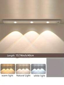 1pc Cat Eye Sensor Cabinet Light, 20/30/40/50cm USB Rechargeable Motion Sensor Light, LED Light Strip, Dimmable 3-Color Options, Suitable For Kitchen, Wardrobe, Cabinet, Bedroom, Hallway - Multicolor - View 14