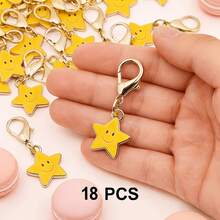18 piezas Llavero de estrella de cinco puntas - Regalo de la suerte, siempre a tu lado, lindo accesorio para bolso de mujer, accesorio de moda, elegante llavero de encanto, llavero decorativo de alta calidad, adecuado para accesorio de bolso de mujer/decoración personalizada de llave de coche/combinación de moda para fiestas, regalo de cumpleaños para amigos/familia/compañeros de clase/mamá/novia, regalo ideal, intercambio de regalos de vacaciones - Multicolor - Ver 4