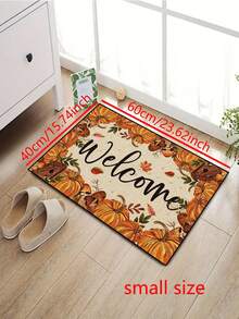 1pc Pumpkin Welcome Letter Pattern Entryway Doormat, Fun Minimalist Style Short Plush Quick-Dry Non-Slip Machine Washable Door Mat, Home Decor, Soft Furnishing Decor, Suitable For Kitchen, Bathroom, Dining Room, Entrance, Party, Gathering, All Seasons, Yard Decoration - Mustard Yellow - View 8