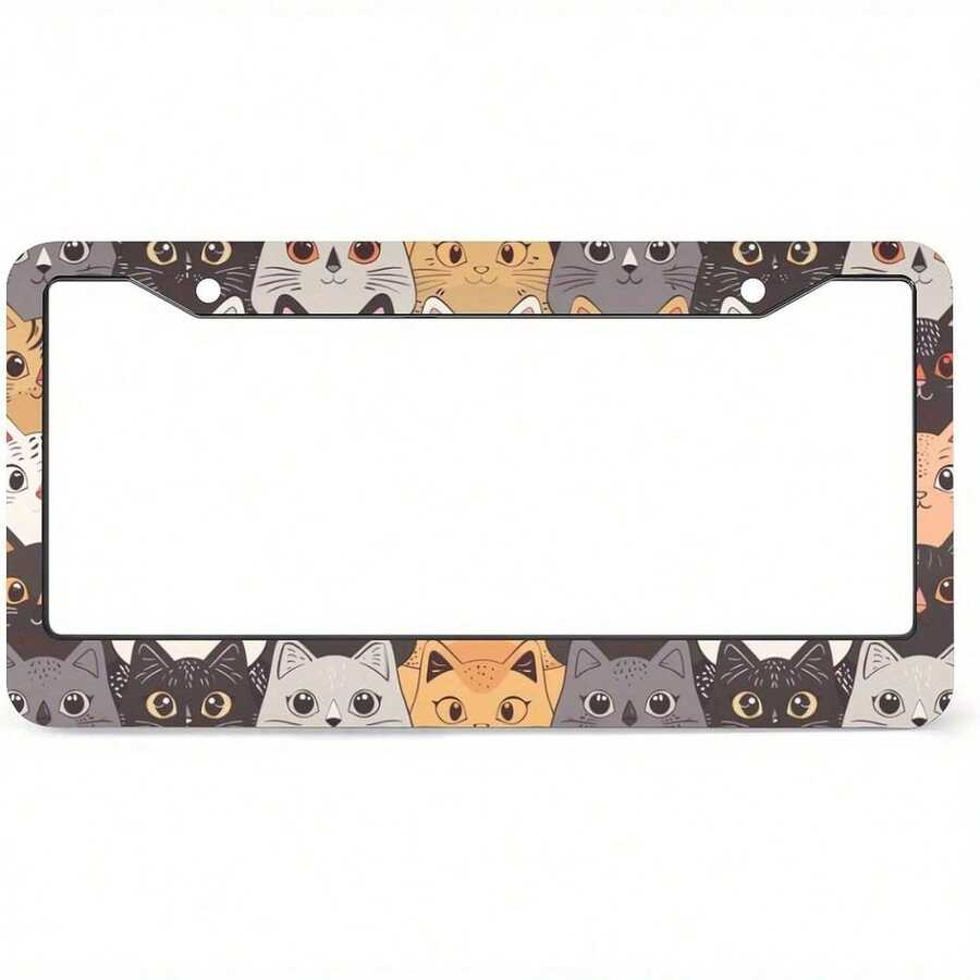 Cute Cat Face Car License Plate Frame Unisex Car Decoration Front And ...