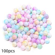 100-500pcs 6/8/10mm Acrylic Faux Pearl Plated Gradient Mermaid Beads For DIY Jewelry Making Accessories Decorative Beads - Gradient Colors - View 9