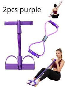 4 Tube Foot Pedal Yoga Resistance Bands, Multifunctional Elastic Pull Rope For Full Body Workout, Abdomen Shaping Leg & Back Training, Stackable Fitness Trainer For Home Gym Pilates Exercise, Portable Stretch Puller For Body Sculpt Sweat Workout - Multicolor - View 3