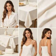 White Cotton Poplin Fabric By Yard, 110GSM Lightweight Solid Color Woven Material, 58" Wide 3 Yard Pre-Cut Dresses, Shirts, Curtains, Tablecloths Sewing Projects - C - View 4