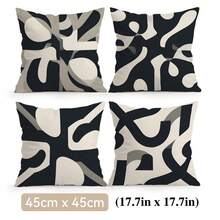4pcs Black & White Fluid Geometric Abstract Pattern Pillow Covers Without Inserts, Single-Sided Printed Pillow Covers, Suitable For Living Room, Bedroom, Home Decor, All-Season Pillow Covers - Multicolor - View 11
