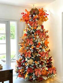 12/6/1pc Orange Plaid Bows, Bow Decor, Autumn Halloween Tree Ornaments, Fall Decorations, Suitable For Front Door, Tree House, Thanksgiving Party, Wall Hanging Wreath, Gift Wrapping, Halloween Home Decor, Orange - Multicolor - View 7