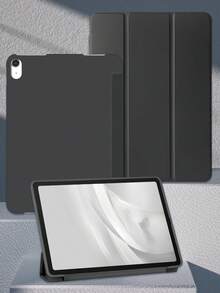 Solid Color Silicone Honeycomb Soft Shell Protective Case Compatible With Mini1/2/3/Mini4/Mini5/Air/Air2/9.7/10.2/10.5/Air4/Air5/10.9/Pro 11 Inch/10th Gen/ (A16) 11 Inch 11th Generation 2025 Apple Models A7/A8/A9/S7/S8 Models Tri-Fold Stand Multi-Angle Stand Honeycomb Heat Dissipation Inner Shell Magnetic Sleep/Wake Simple Casual Business Multi-Fold Tablet Case Flip Tablet Case No Pen Slot Model Product Does Not Include Pen - Black - View 2