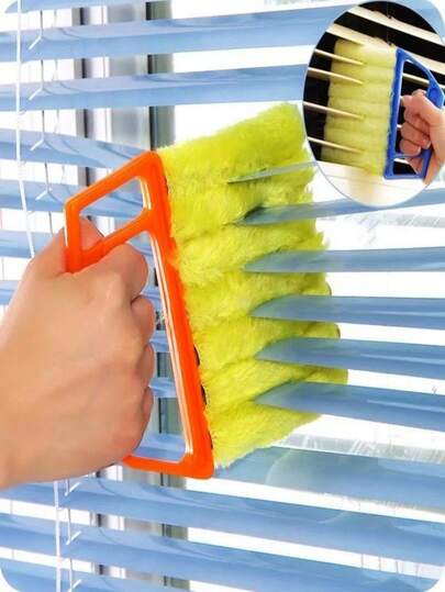 1 pieza Cepillo multifunción para limpiar persianas, cepillo para limpiar cortinas del hogar, cepillo dedicado para limpiar ventilador de aire acondicionado, cepillo con cerdas para ranuras, cepillo para limpiar persianas de oficina, cabezal de cepillo desmontable, artículo esencial para el hogar