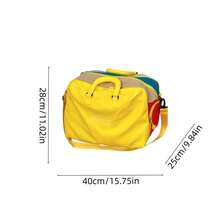 Dopamine Color Block Large Capacity Travel Bag, Lightweight Nylon Weekend Tote Bag With Detachable Shoulder Strap, Multi-Pocket Gym Overnight Travel Bag - Multicolor - View 12