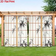 1pc/2pcs Outdoor Curtains, With Hooks, Ink Wash Bamboo Print, Machine Washable, Suitable For Gazebo, Patio And Garden - Printing - View 13