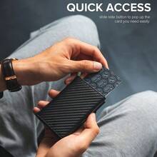 Men's Wallet With Zipper Coin Purse Automatic Pop-Up Metal Credit Card Holder - one-size - View 8
