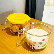 1pc Heat-Resistant Glass Measuring Cup With Scale For Baking, Microwave , Breakfast Milk Cup For Home Use - Multicolor - View 6
