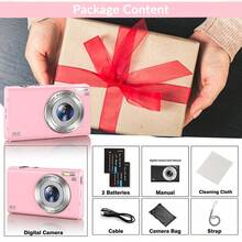 Nicamery 4K Full HD Vlogging Camera 48MP Digital Camera Auto Focus 16x Zoom Portable Photography Camera High Definition Video Recording Student Entry-Level Home Travel Vlog Camera Anti-Shake[Memory Card Not Included, Need To Purchase Separately] - Pink - View 7