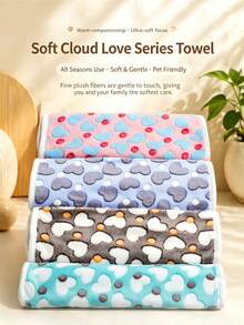 1pc Cute Cloud Paw Print Flannel Pet Blanket, Super Soft Warm Multi-Use Sleeping Mat Cover For Small Medium Dogs Cats, Washable Sofa Couch Protector Throw Blanket All Season - M (60cm*40cm) - View 5
