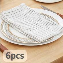 1/2/6pcs Ins Style Minimalist British Style Solid Color Fine Striped Fabric Placemats Napkins Decorative Pads For Kitchen Living Room, Suitable For Festivals And Weddings - Multicolor - View 10
