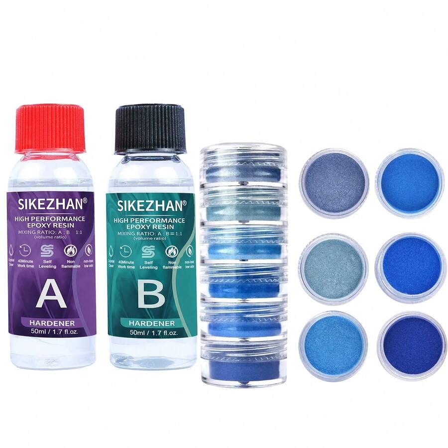 Resina Epoxi Transparente AB, Pegamento Sin Burbujas, Relleno de Metal, Juego de Herramientas para Fabricación de Moldes, 6 Colores, Polvo de Mica, Materiales para Joyería, Arte de Uñas,ón Artesanal, - Pegamento AB 100 ml - Grupo C - Ver 1