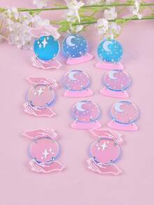 10pcs Mixed Sun & Moon Acrylic Jewelry Pendant Earring Necklace DIY Accessories For Women - Multicolor - View 9