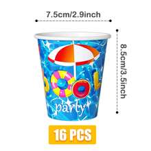 73/25/16pcs Summer Pool Theme Party Disposable Plates, Napkins, Cups Set, Party Supplies For 16 Guests, Disposable Paper Plates Party Tableware Suitable For Birthday, Wedding, Party, Family Picnic - Swimming Pool - View 10
