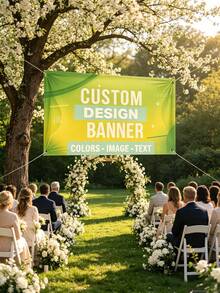 1pc Personalized Vinyl Banner,Custom Text/Logo/Image,Indoor Outdoor Use,Custom Business Advertising & Birthday Banner, Waterproof Indoor/Outdoor Sign, Full Color Custom Text & Logo, Ideal For Wedding,Birthdays,Holidays & More - Multicolor - View 8