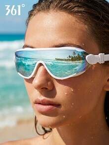 1pc 361° Large Frame Electroplated Anti-Glare Swimming Goggles, High Definition Anti-Fog Leak-Proof Lens, Soft Silicone Seal Design, Wide Field Of Vision, Leak-Proof Swimming Goggles, Suitable For Adults Men And Women, Ideal For Swimming Training, Leisure And Holiday Gifts - Multicolor - View 8