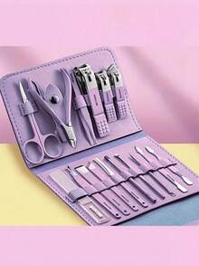4/16Pcs Manicure Grooming Set, Stainless Steel Nail Care Kit With Storage Pouch, Portable Personal Hand & Foot Beauty Tools For Travel & Gift - Multicolor - View 5