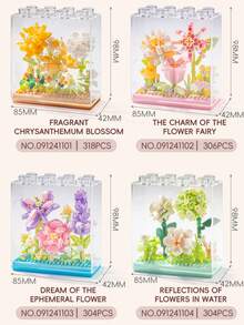 Cubierta de Bloque de Construcción Transparente para Flores Eternas, Decoración del Hogar, Juguete de Rompecabezas de Escritorio, Regalo - Multicolor - Ver 10