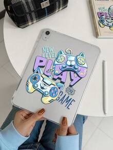 1件 TPU 軟殼貓咪遊戲機圖案平板保護殼，兼容 iPad Mini1/2/3/Mini4/Mini5/Mini6/Mini7/Air/Air2/9.7/10.2/10.5/Air4/Air5/10.9/Pro 11-Inch/10th Gen/Air 11-In.(M2)-2024/Pro11-In.(M4)-2024/Air 11-Inch (M3) 2025/Pad (A16) 11 Inch 11th Generation 2025/Air 8(M4)2026(11-Inch) 及 A7/A8 機型，輕量超薄透明單殼，可愛個性創意趣味款，無筆槽，不含筆 - 彩色 - 查看 4