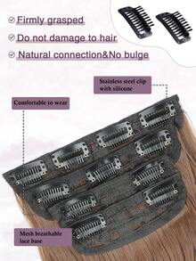 Clip In Hair Extensions, 20 Inch Long Wavy 4PCS Hair Extensions Natural Soft Synthetic Fiber High Temperature Heat Resistance Clip In Hairpieces For Women Weddings Party Daily Use - Brown - View 5