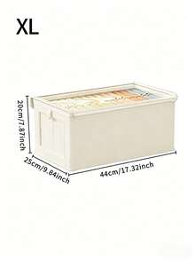 1pc Oxford Cloth Visible Window Clothing Storage Box With Lid, Portable Fabric Organizer Box, Moisture-Proof Underwear Storage Box, Foldable Wardrobe Storage Bin For Clothes, Pants, Socks, Underwear, Organize Closet Storage - Beige - View 14