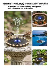 1件裝彩色夜燈太陽能鳥浴盆噴泉，UFO造型水泵，適用於花園、露台、庭院，自動開關太陽能噴泉，鳥浴盆野生動物花園裝飾，戶外居家後院景觀美學無池水景燈 - 飛碟款 - 查看 8