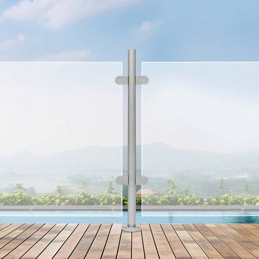 304 Stainless Steel Railing Post 90cm Center Post Glass Railing Post Silver Middle Post - Silver - View 1