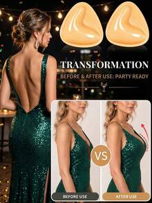 Invisible Self-Adhesive Breast Pads, Self-Adhesive Push-Up Lining, Reusable Seamless Lift Pads, Sweat-Proof Support, Suitable For Dresses, Parties, Daily Wear - Pink - View 2