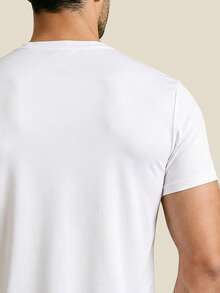 AHTELB Men's Summer Solid Color Crew Neck Undershirt, Soft And Skin-Friendly Fabric, Breathable And Moisture-Wicking, Simple Solid Color Design, Versatile For All, Slim Fit, Contours The Body Without Being Tight, Highlights Body Lines. Breathable, Lightweight, Quick-Drying, Softness, For Friends, Husband, Boyfriend Gifts - White - View 5