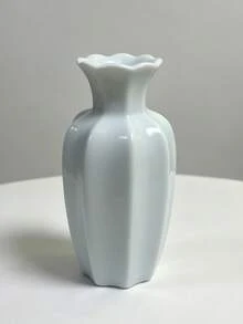 1件八角形波浪邊樹脂花瓶，奢華歐式復古風，亮白色與啞光金色，適用於窗台與客廳，通用花瓶，適合紅玫瑰、尤加利與乾燥花 - 新-切面 - 查看 12