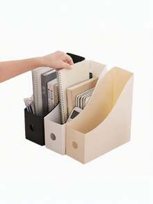3/1pc Desktop File Holder Student Document Rack Office Supplies Plastic Bookshelf File Organizer Storage Box Back To School Supplies - Multicolor - View 4