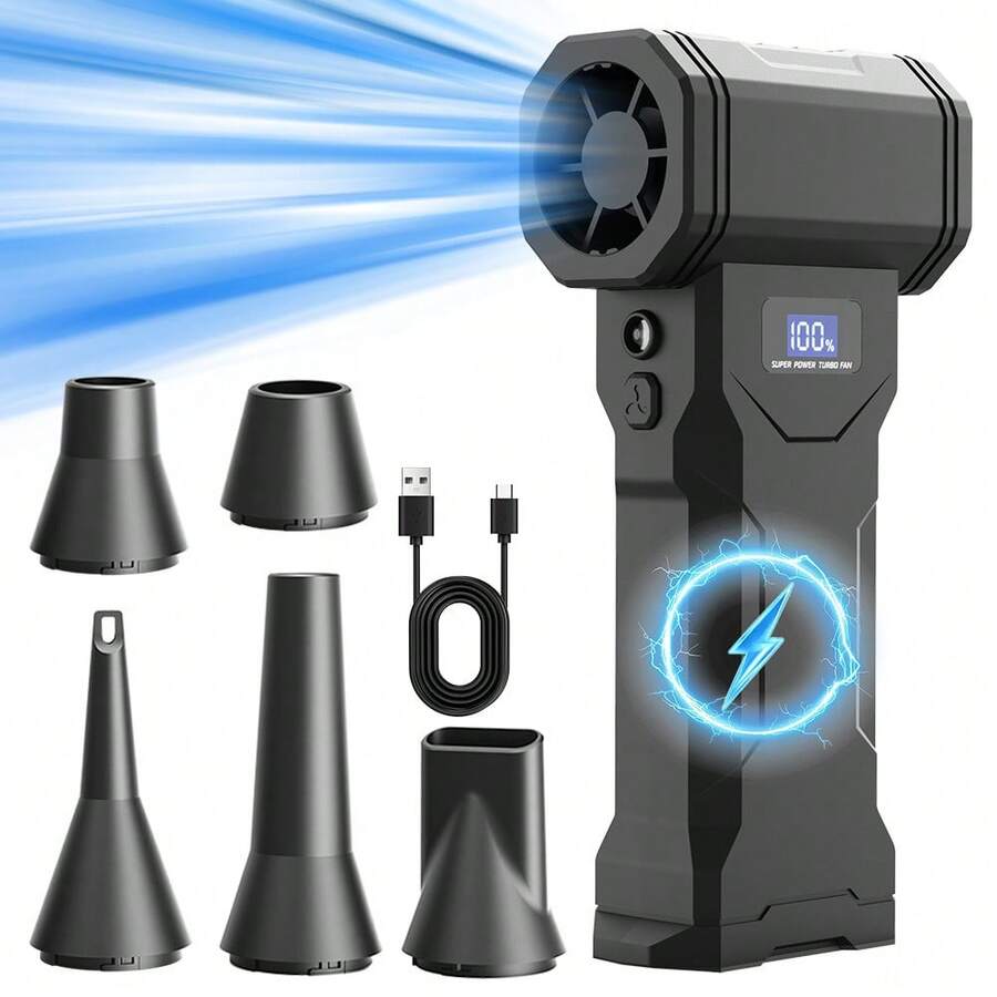 110,000RPM 強力高速無線電動吹風機除塵器,160g 氣壓,內建 LED 燈,4 段可調速,多種噴嘴適用於不同場景,適合電腦/汽車/居家清潔 - 標準版 - 查看 1