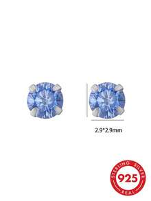 1 Pair S925 Sterling Silver Korean Ins Style Mini Single Diamond Stud Earrings For Women, Daily Casual Party Vacation Versatile Elegant Stackable Ear Hole Piercing Cartilage Studs Sweet Cute Personalized Exquisite Niche Fashion Jewelry - Diamond - View 10