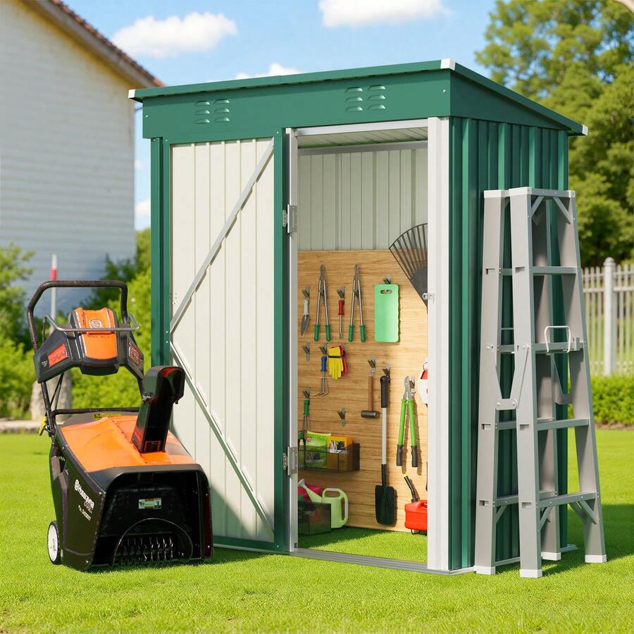 Outdoor Tool Shed, Storage Hut, Patio/Garden Tool Storage Cabinet, Household/Outdoor Waterproof And Rustproof Farm Implement And Miscellaneous Item Storage Cabinet. - Green - View 1