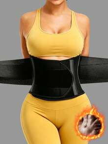 1 pièce Ceinture de sport pour femmes, ceinture de gainage, ceinture de sauna pour la taille, vêtement de compression abdominale et de la taille, ceinture abdominale - Noir - Voir 2