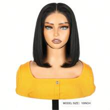 Wear And Go Bob Wig Human Hair Straight 4x4 Lace Closure Pre Plucked Pre Cut Glueless Wig Bob Wigs For Women 180% Density Human Hair Glueless Short Wigs Natural Black 6-14 Inch - Black - View 3