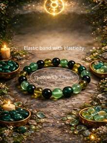 Natural Green Stone Menopause Relief Bracelet, Jade Obsidian Citrine Elastic Beaded Bracelet, Stress Relief Emotional Wellness Spiritual Jewelry - Multicolor - View 2