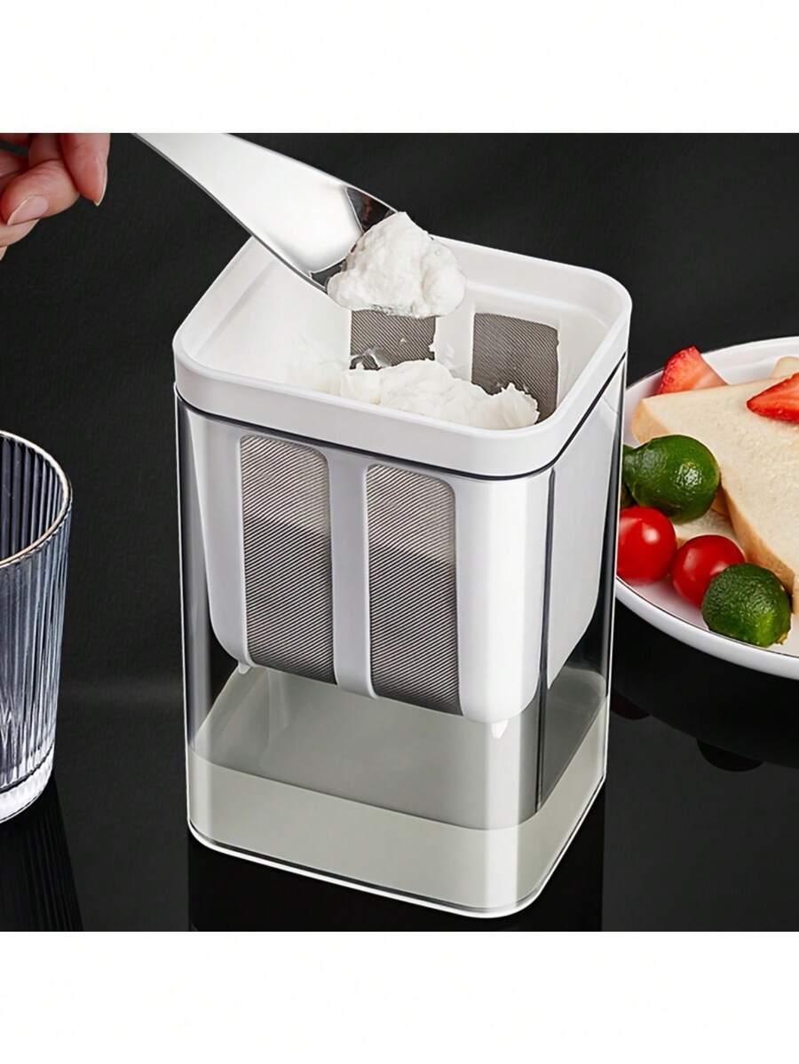 Kit de fabrication de yaourt grec avec passoire ultra-fine + boîte de rangement rectangulaire à couvercle rabattable robuste, outil pour yaourt fait maison
