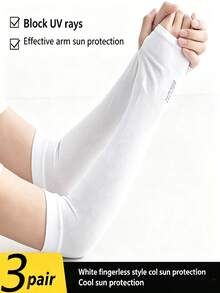 3pcs Summer Ice Silk Arm Sleeves Men's Gloves Arm Covers Women's Sun Protection Cool Arm Warmers - Multicolor - View 4