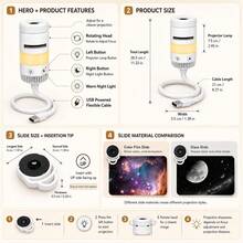 星空投影夜燈 USB 臥室天花板星空投影儀 可調節星雲與星空燈 靈活鵝頸設計 便攜式太空投影燈 成人房間裝飾 - 彩色 - 查看 3