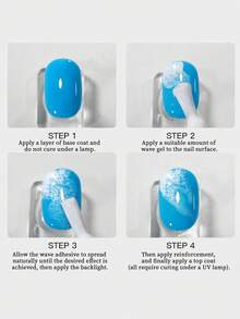 HEFENNA 1pc White Sea Wave Bubble Gel Polish For Quick Marble-Effect Blending. - Multicolor - View 6