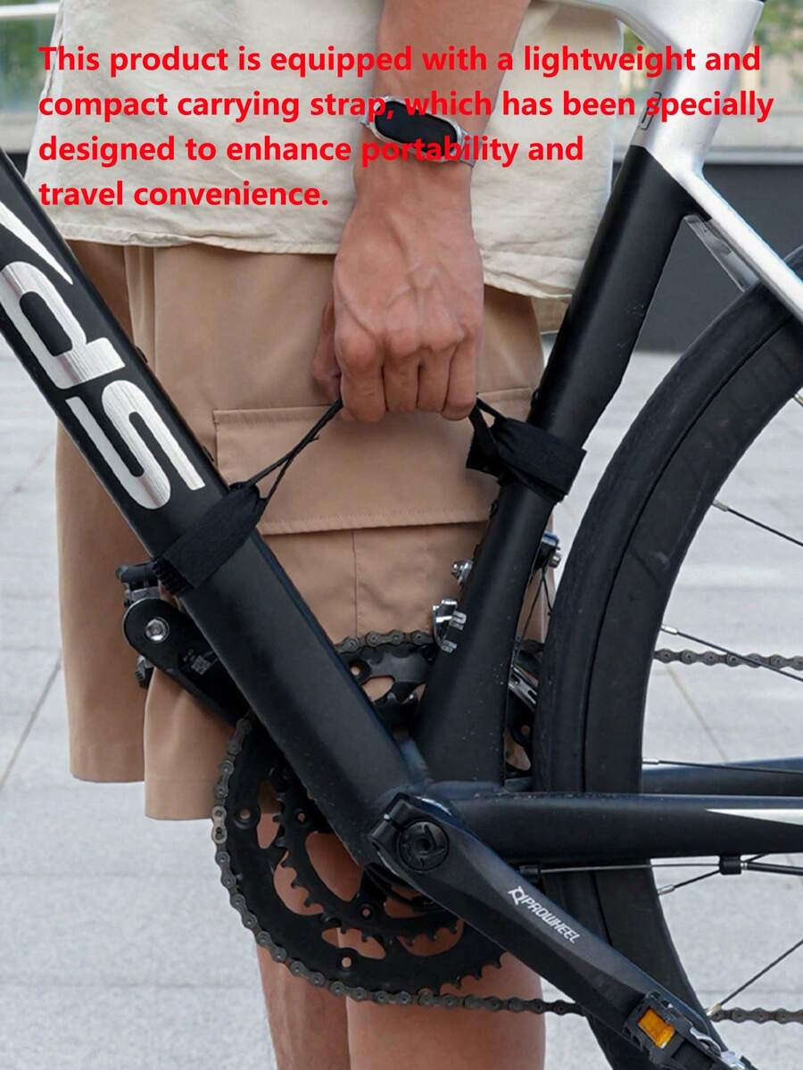 1件尼龍省力自行車攜帶提把帶,輕量便攜設計,日常短途自行車運輸專用配件 - 黑色 - 查看 1